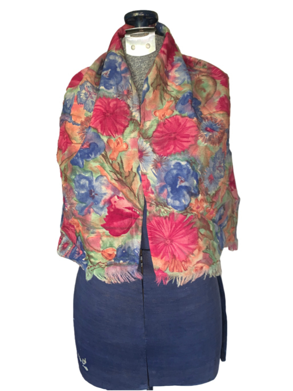 Women's Unbranded Floral Scarf One Size Pink Blue